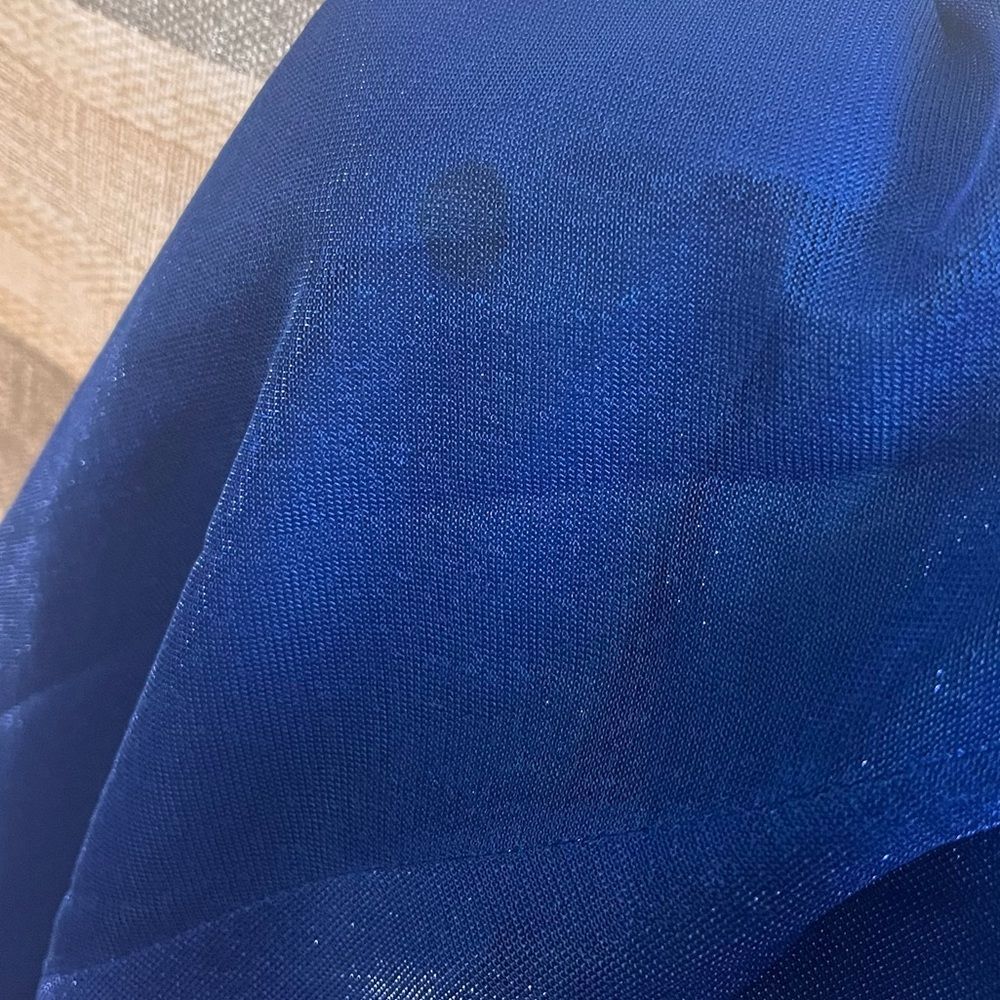 Jessica McClintock‎ Gunn Sax Blue Shimmer Maxi Dress Size 3/4 View 6